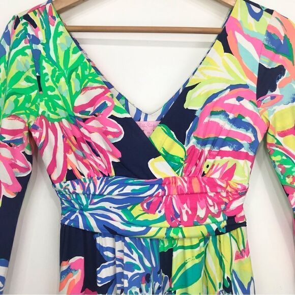 Lilly Pulitzer FLEUR Navy Colorful Resort Travelers Dress - Picture 5 of 15